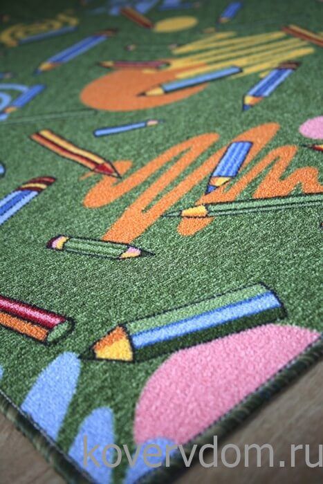 Детский ковер-палас ЦВЕТНЫЕ КАРАНДАШИ 1127-51 ЗЕЛЕНЫЙ  Детский ковер-палас ЦВЕТНЫЕ КАРАНДАШИ 1127-51 ЗЕЛЕНЫЙ