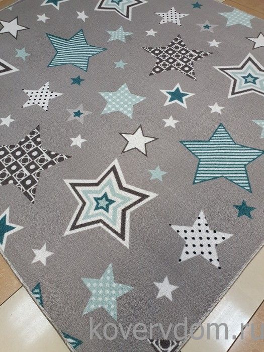 Детский ковер-палас ЗВЕЗДЫ СИЯЮТ серый  Детский ковер-палас ЗВЕЗДЫ СИЯЮТ серый