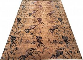 Овальный ковер ручной работы из шелка и шерсти Silk-Wool Zardozi A Brown