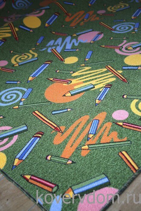 Детский ковер-палас ЦВЕТНЫЕ КАРАНДАШИ 1127-51 ЗЕЛЕНЫЙ  Детский ковер-палас ЦВЕТНЫЕ КАРАНДАШИ 1127-51 ЗЕЛЕНЫЙ