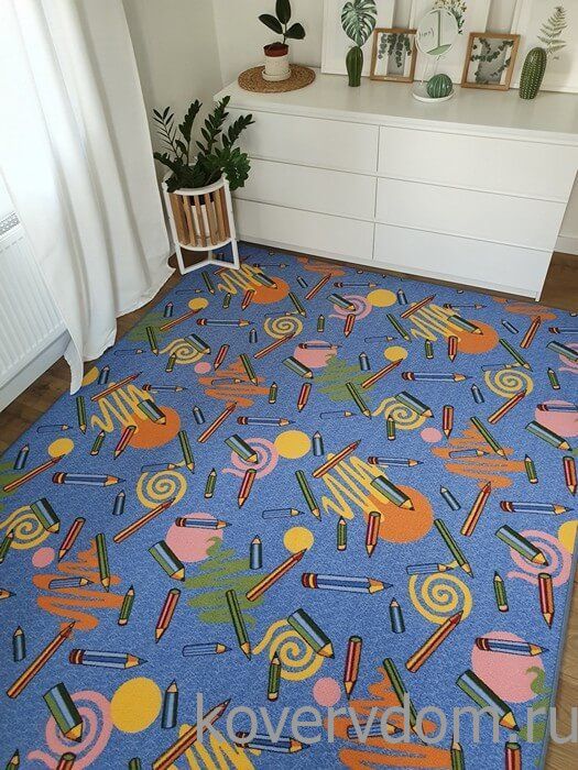 Детский ковер-палас ЦВЕТНЫЕ КАРАНДАШИ 1127-51 СИНИЙ 