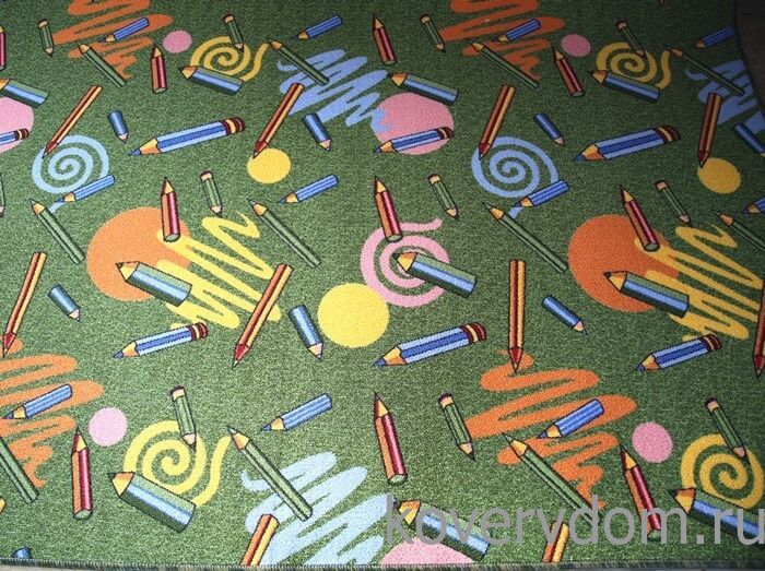 Детский ковер-палас ЦВЕТНЫЕ КАРАНДАШИ 1127-51 ЗЕЛЕНЫЙ  Детский ковер-палас ЦВЕТНЫЕ КАРАНДАШИ 1127-51 ЗЕЛЕНЫЙ