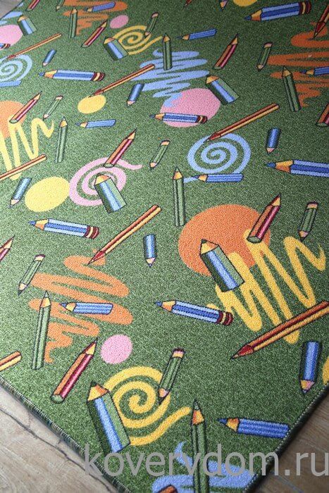 Детский ковер-палас ЦВЕТНЫЕ КАРАНДАШИ 1127-51 ЗЕЛЕНЫЙ  Детский ковер-палас ЦВЕТНЫЕ КАРАНДАШИ 1127-51 ЗЕЛЕНЫЙ
